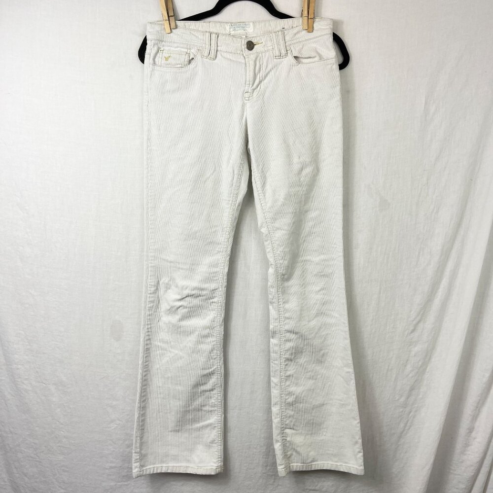 Vintage American Eagle Low Rise Corduroy Flare Pants 30x31Y2K White Bratz 00s